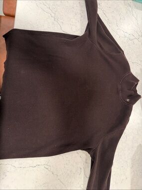 Lauren Ralph Lauren Ribbed Mock Neck Long-Sleeve Top - Dark Brown